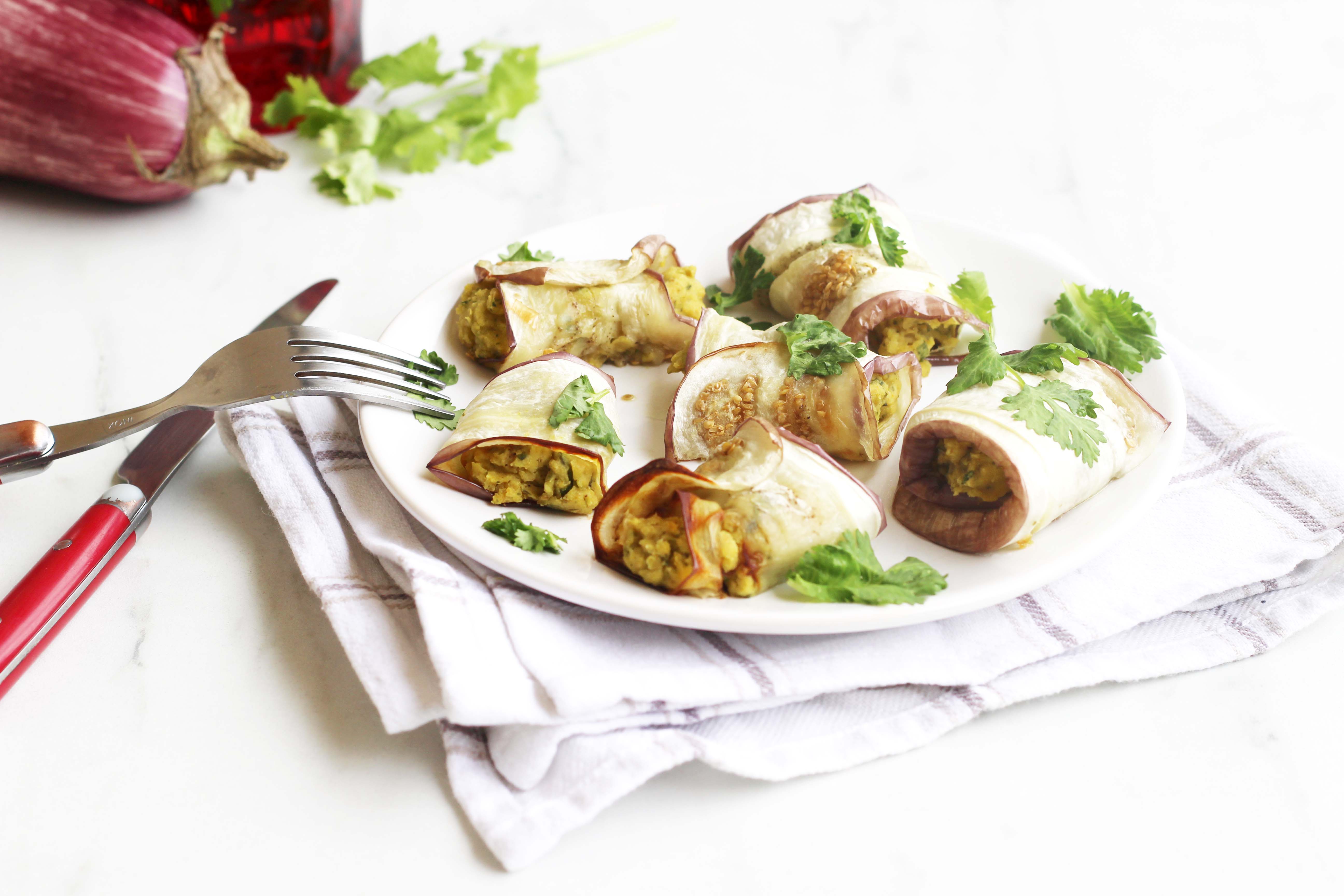 Aubergine roulées farcies