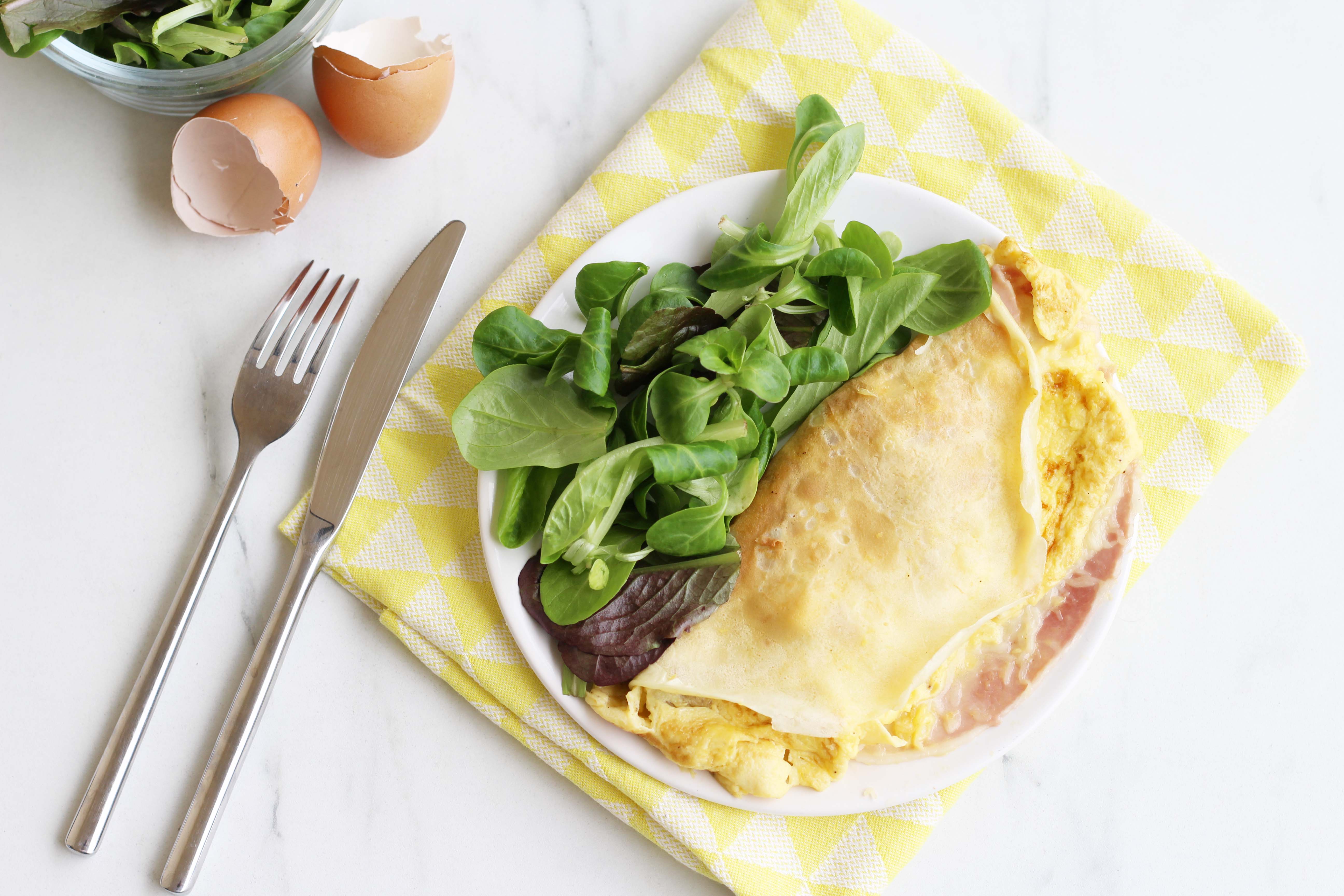 Crêpe omelette au jambon